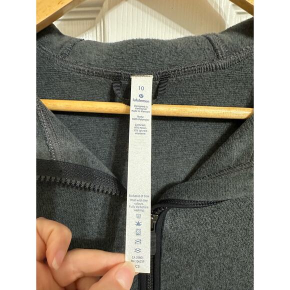 Lululemon Fleece & Thank You Pullover Heathered Black size 10 - Picture 3 of 4